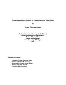 Three Dissertation Recitals of Euphonium and Tuba Music By