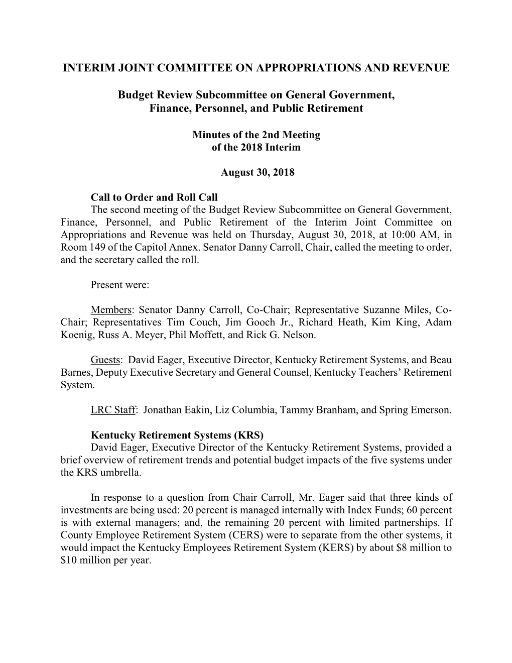 Interim Joint Committee on Appropriations and Revenue