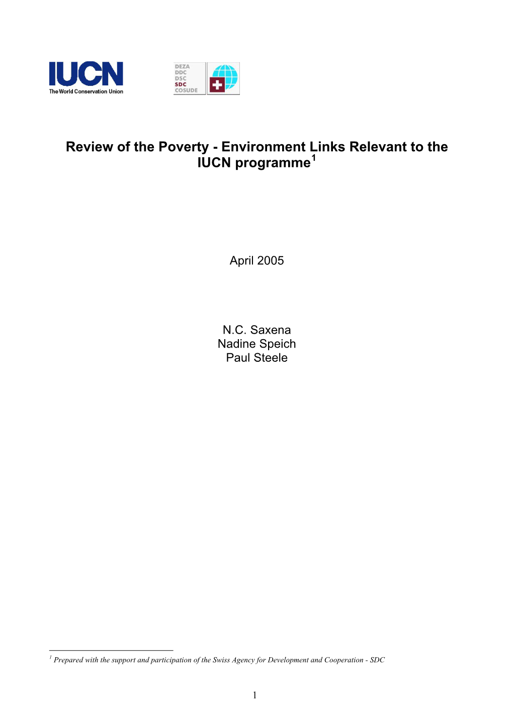 Poverty and Environment in IUCN