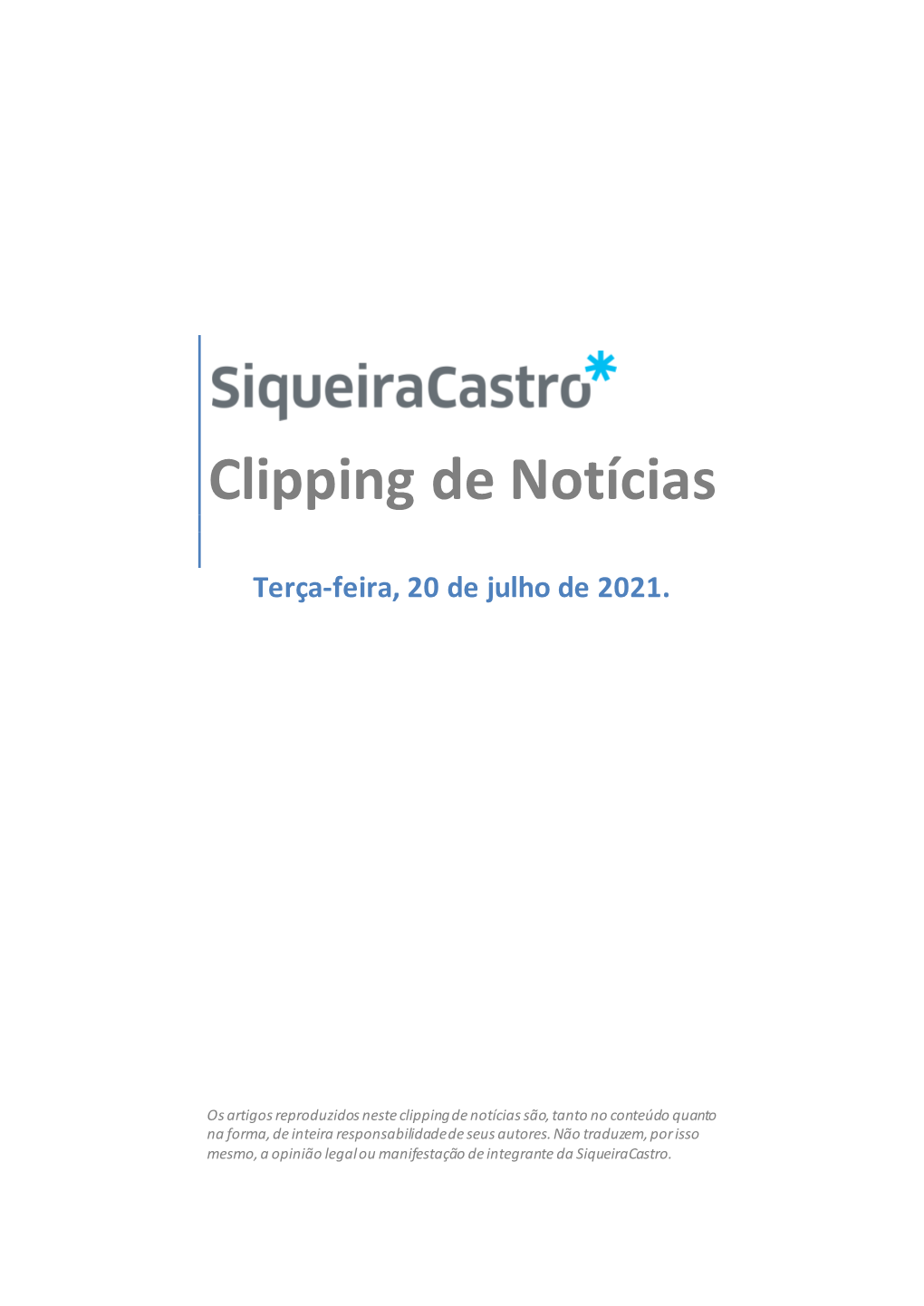 Clipping De Notícias – 20/07/2021