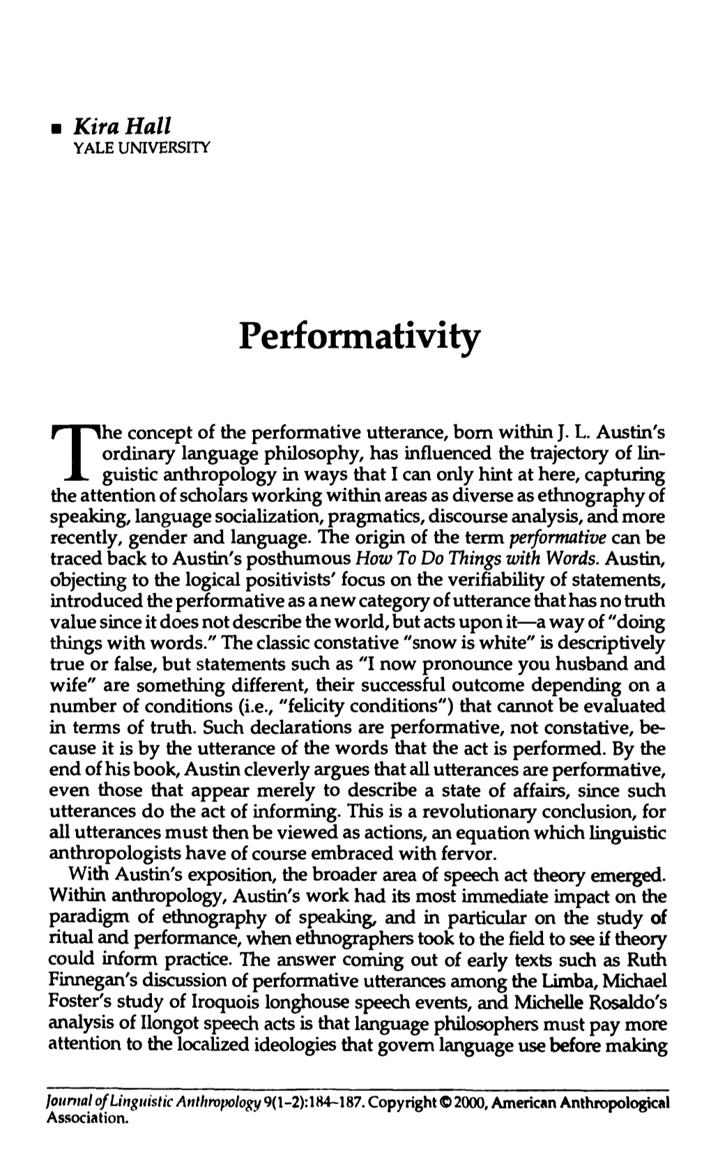 Performativity