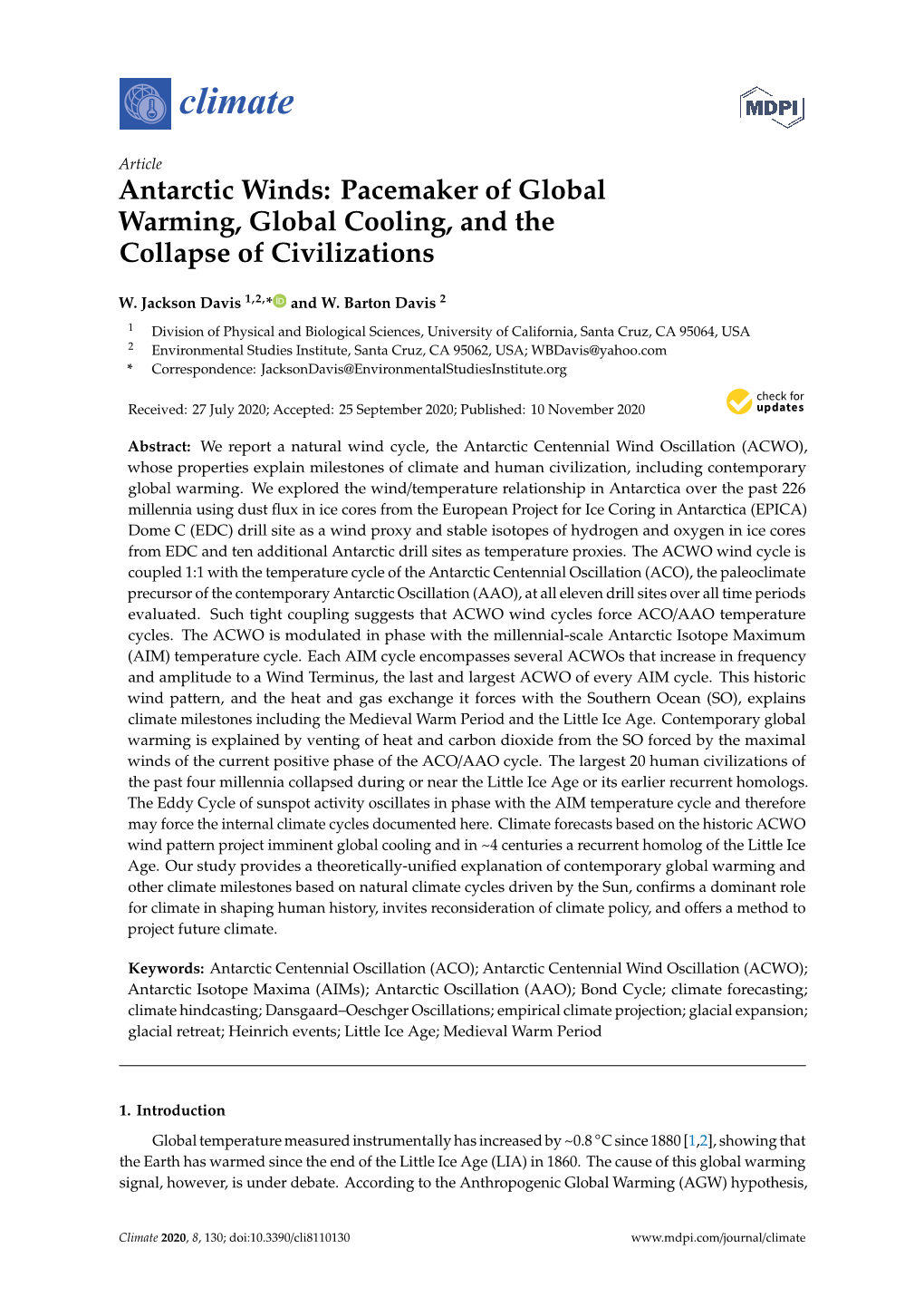 Antarctic Winds: Pacemaker of Globalwarming, Global Cooling