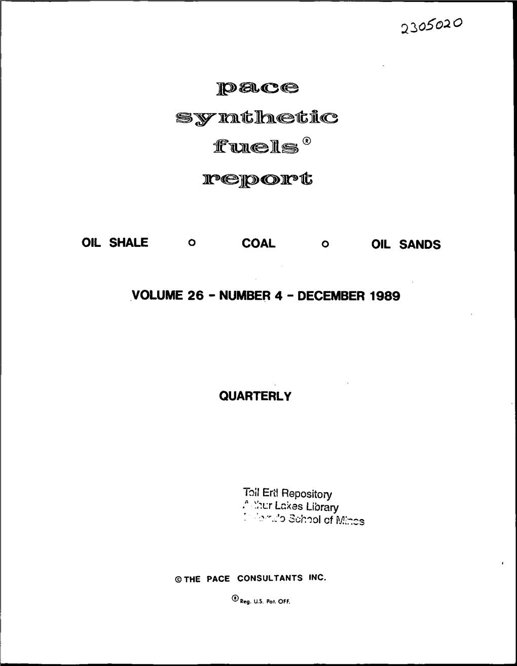 PACE Synthetic Fuels Report V. 26 No. 4