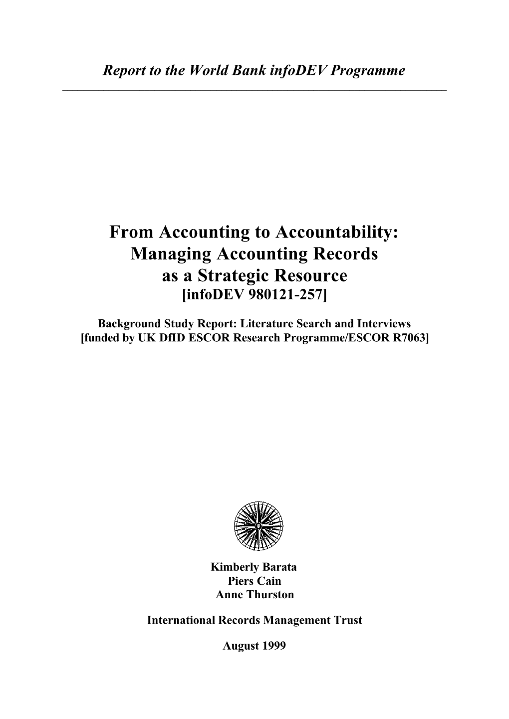 Managing Accounting Records As a Strategic Resource [Infodev 980121-257]