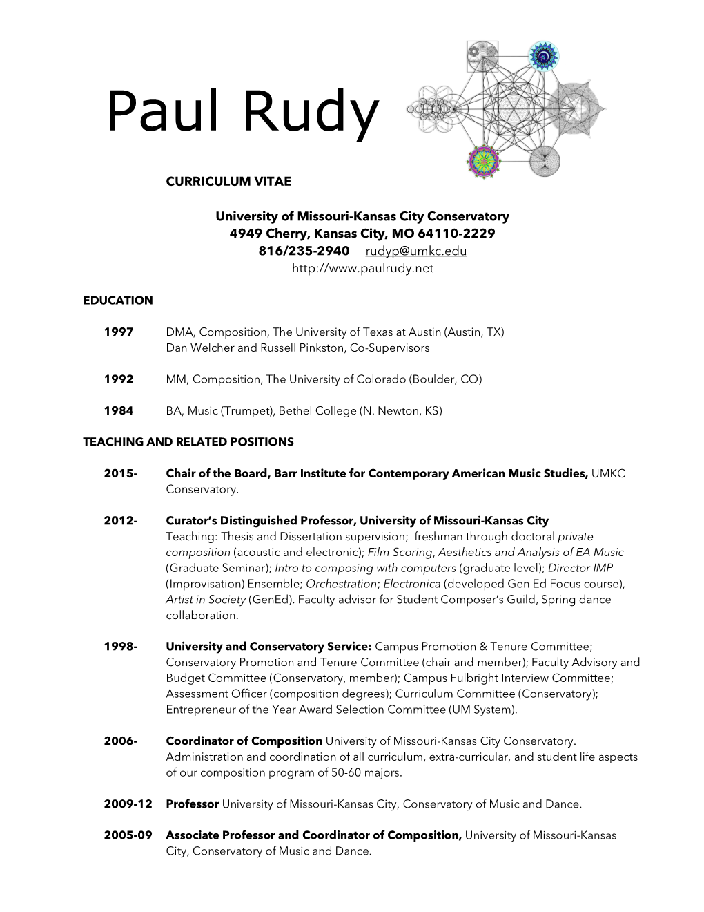 Curriculum Vita-Paul Rudy 2-08-20