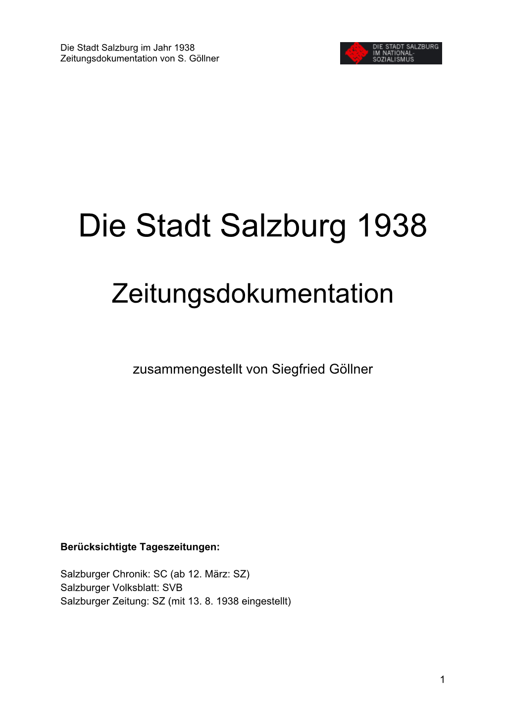 Die Stadt Salzburg 1938