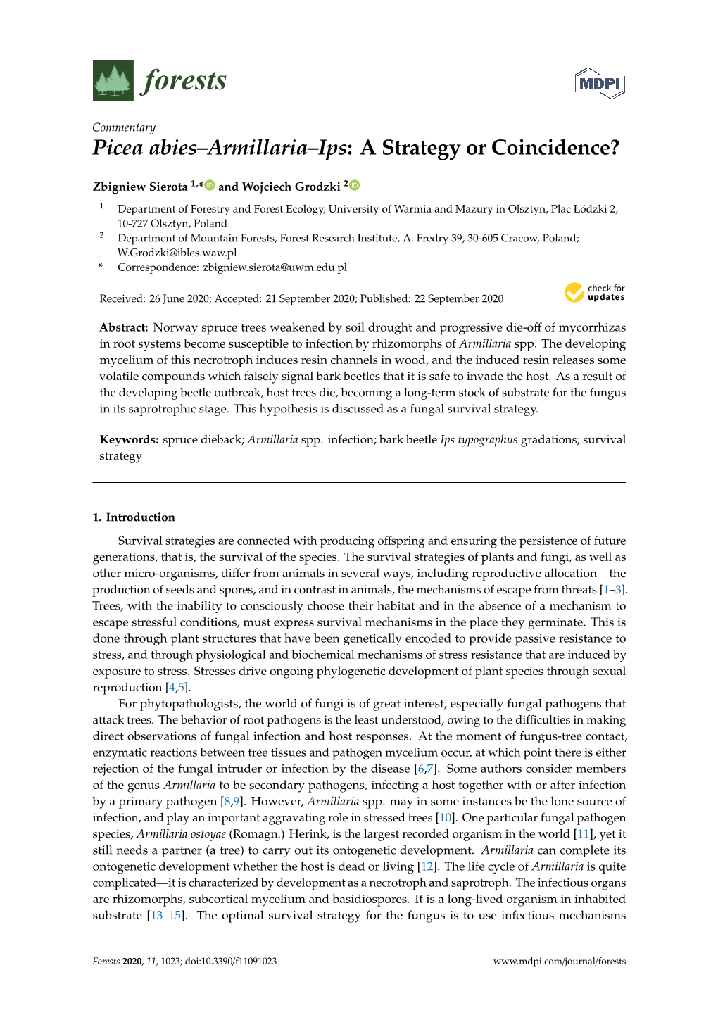 Picea Abies–Armillaria–Ips: a Strategy Or Coincidence?