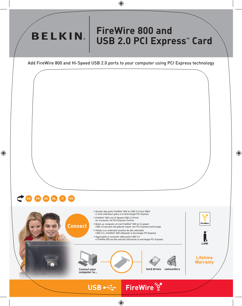 Firewire 800 and USB 2.0 PCI Express™ Card