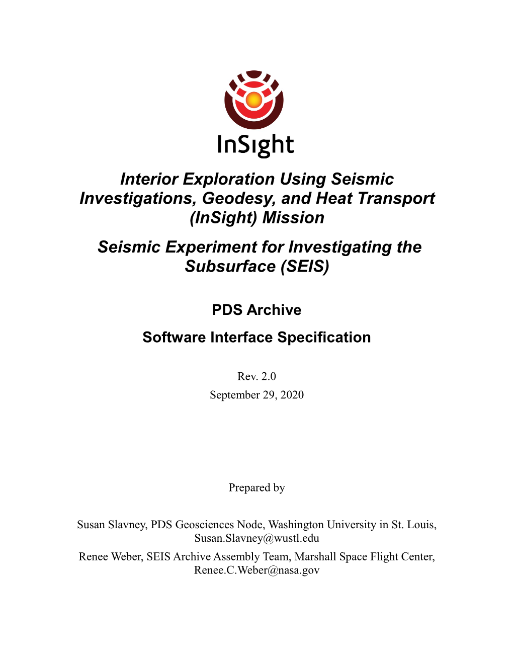 Insight SEIS Software Interface Specification September 29, 2020
