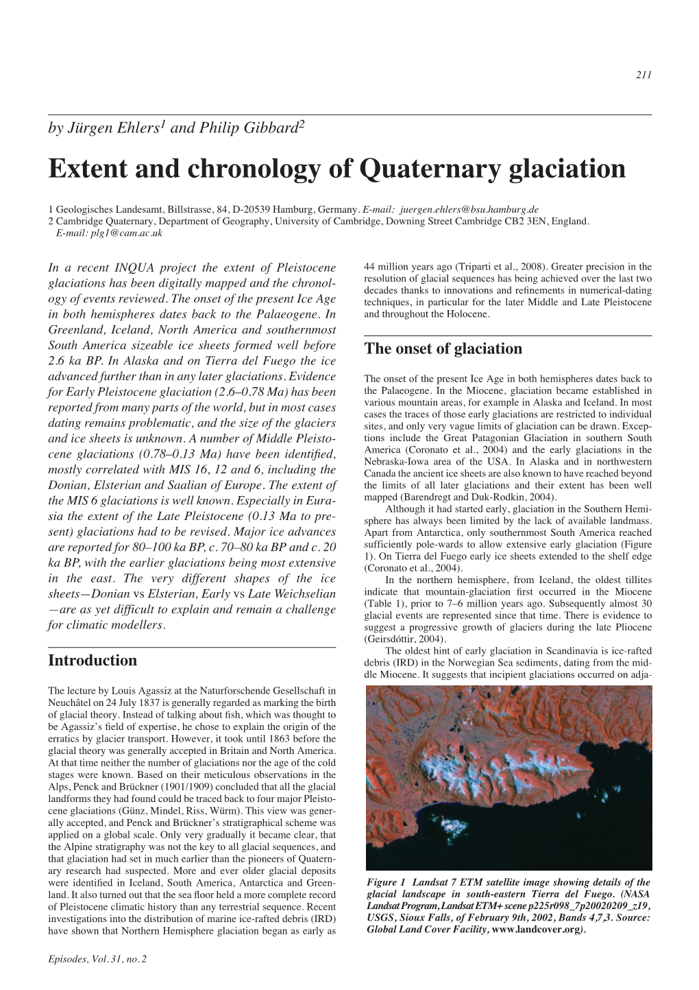 Extent and Chronology of Quaternary Glaciation