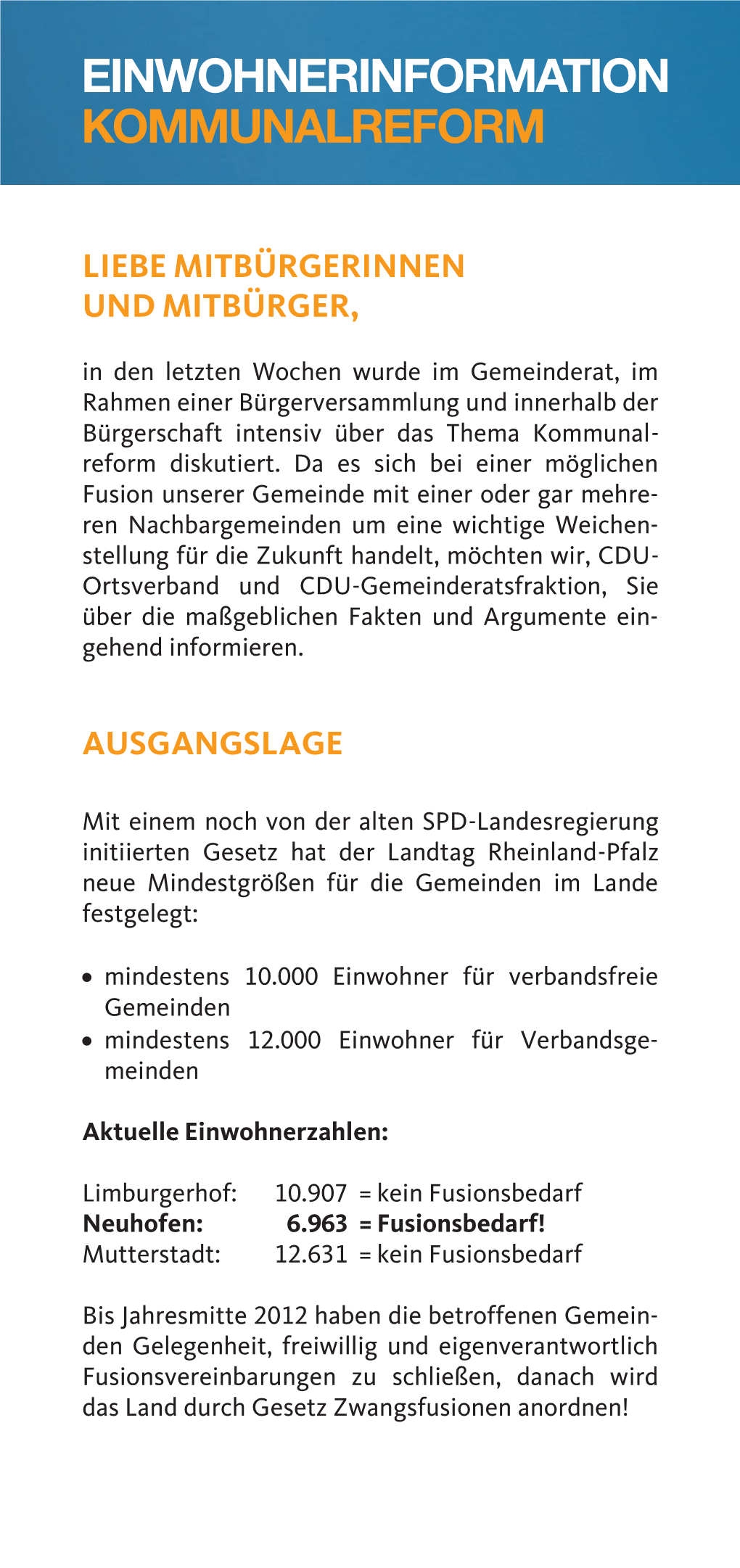 Einwohnerinformation Kommunalreform