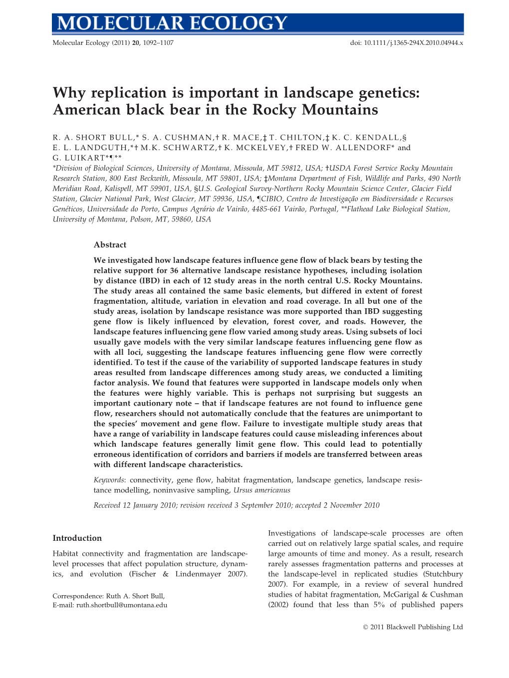 Why Replication Is Important in Landscape Genetics: American Black Bear in the Rocky Mountains