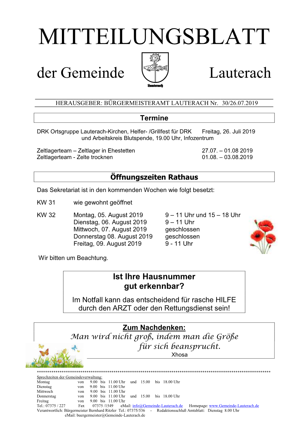 MITTEILUNGSBLATT Der Gemeinde Lauterach