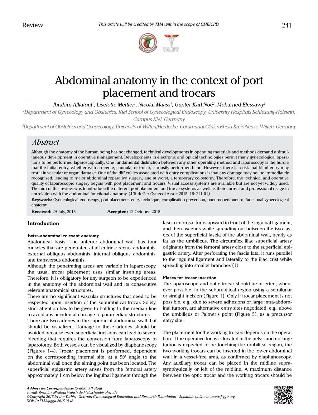 Abdominal Anatomy in the Context of Port Placement and Trocars