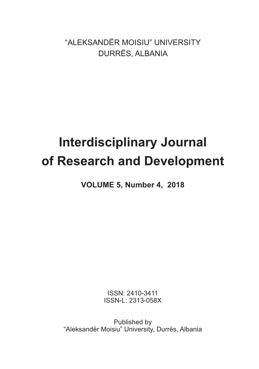 Interdisciplinary Journal of Research and Development