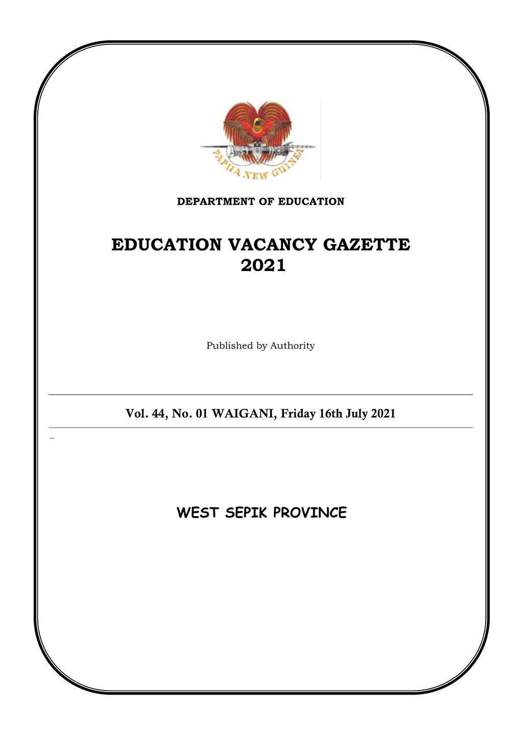 Education Vacancy Gazette 2021