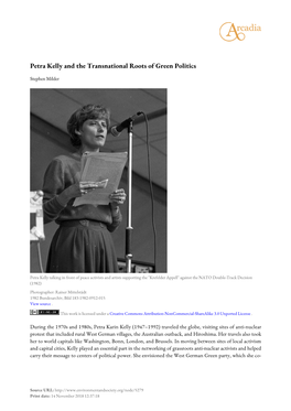 Petra Kelly and the Transnational Roots of Green Politics