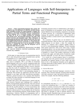 Applications of Languages with Self-Interpreters to Partial Terms and Functional Programming