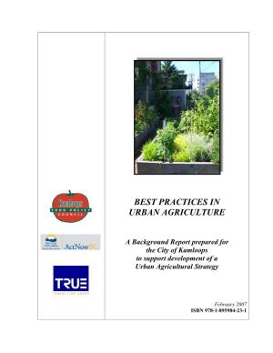 Best Practices in Urban Agriculture