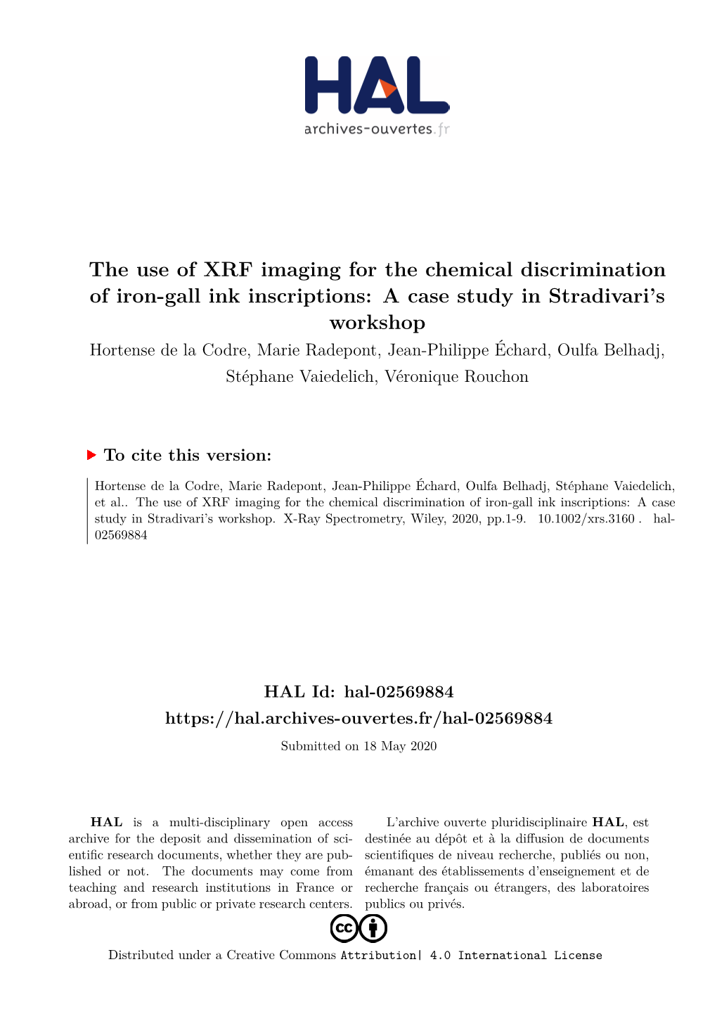The Use of XRF Imaging for the Chemical Discrimination of Iron-Gall