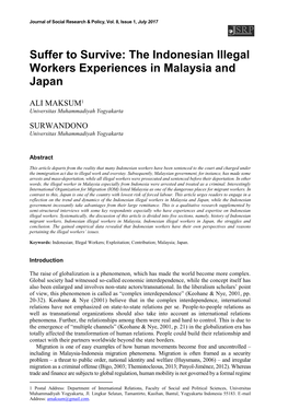 The Indonesian Illegal Workers Experiences in Malaysia and Japan