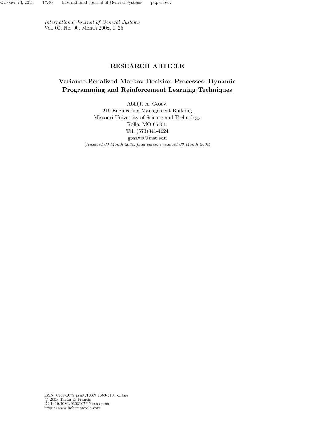 Variance-Penalized Markov Decision Processes: Dynamic Programming and Reinforcement Learning Techniques