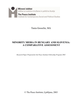 Minority Media in Hungary and Slovenia: a Comparative Assessment