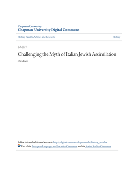 Challenging the Myth of Italian Jewish Assimilation Shira Klein