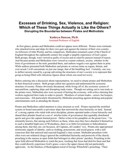 Excesses of Drinking, Sex, Violence, and Religion: Which of These Things Actually Is Like the Others? Disrupting the Boundaries Between Pirates and Methodists