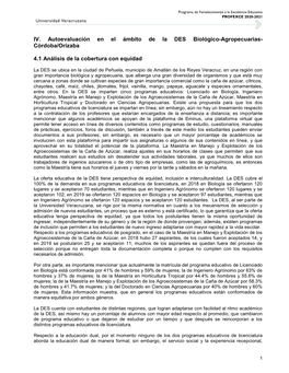 IV. Autoevaluación En El Ámbito De La DES Biológico-Agropecuarias- Córdoba/Orizaba