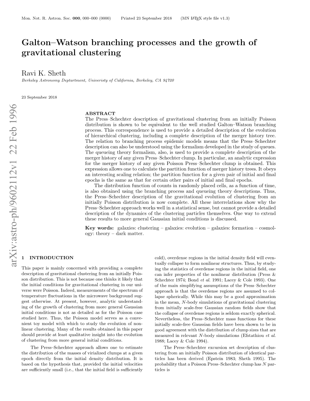 Galton--Watson Branching Processes and the Growth of Gravitational