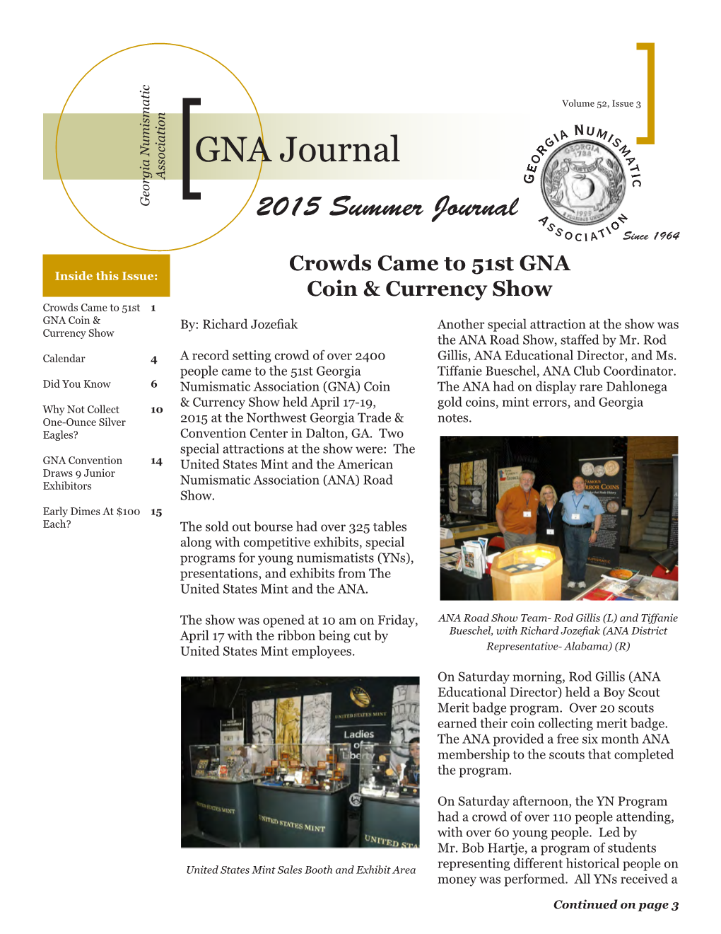 2015 Summerjournal Crowds Cameto51stgna Coin &Currencyshow Notes