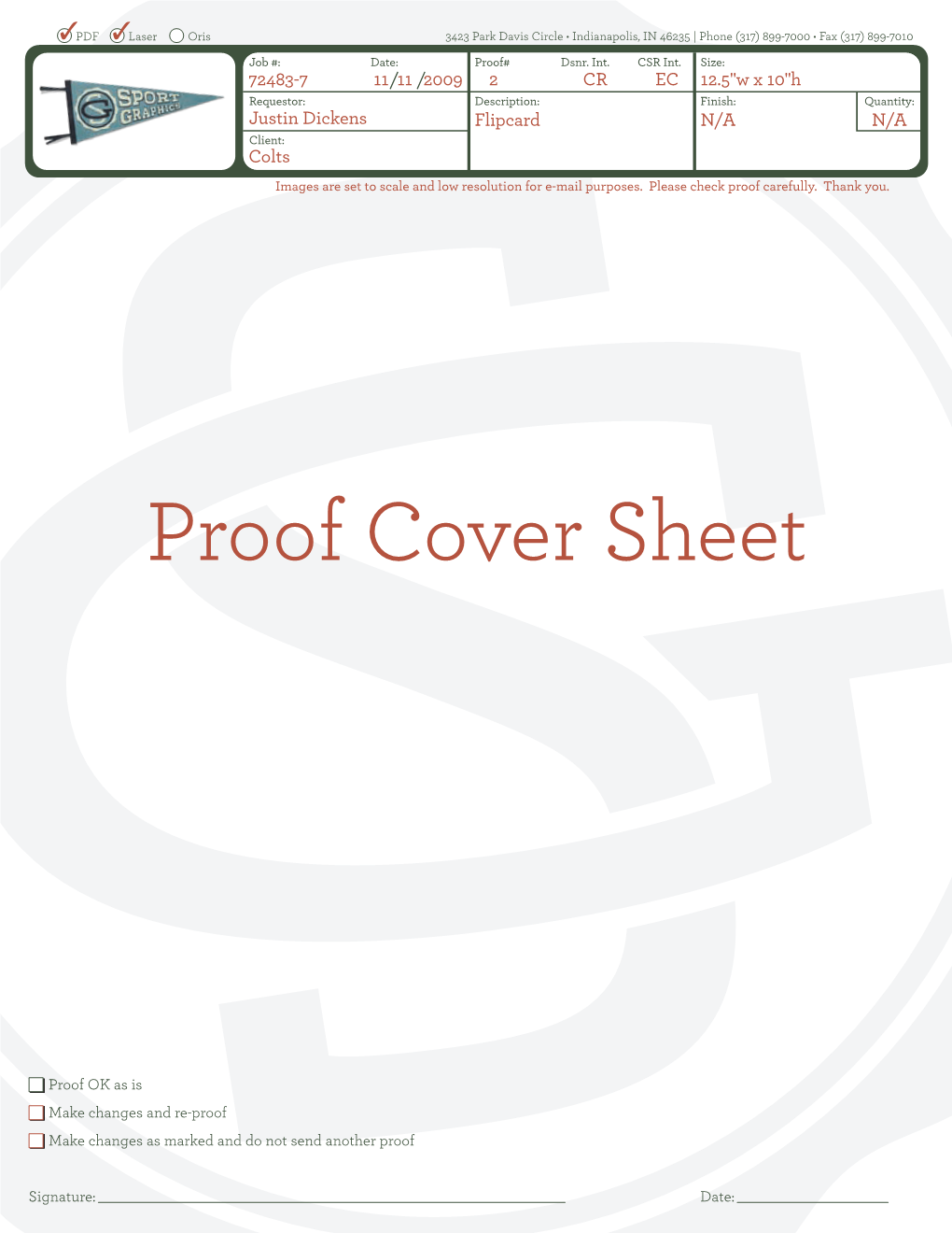 Proof Cover Sheet