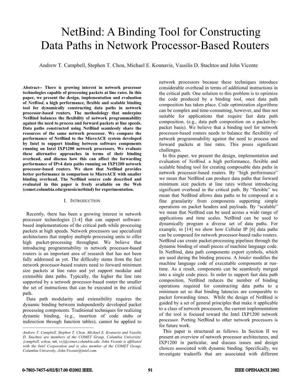 Netbind: a Binding Tool for Constructing Data Paths in Network Processor-Based Routers