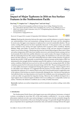 Impact of Major Typhoons in 2016 on Sea Surface Features in the Northwestern Paciﬁc