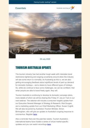 Tourism Australia Update