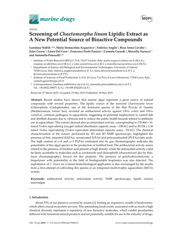 Screening of Chaetomorpha Linum Lipidic Extract As a New Potential Source of Bioactive Compounds