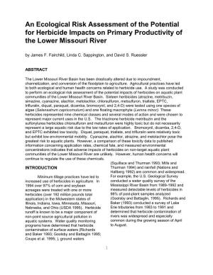 An Ecological Risk Assessment of the Potential for Herbicide Impacts on Primary Productivity of the Lower Missouri River by James F