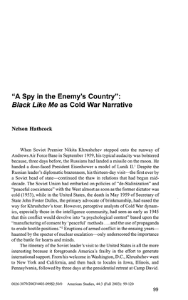 "A Spy in the Enemy's Country": Black Like Me As Cold War Narrative