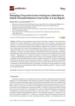Emerging Chryseobacterium Indologenes Infection in Indian Neonatal Intensive Care Units: a Case Report