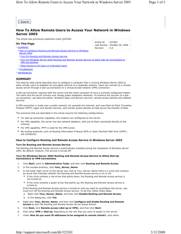 How to Allow Remote Users to Access Your Network in Windows Server 2003 Page 1 of 3