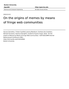 On the Origins of Memes by Means of Fringe Web Communities