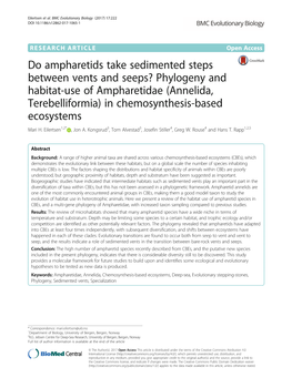 Phylogeny and Habitat-Use of Ampharetidae (Annelida, Terebelliformia) in Chemosynthesis-Based Ecosystems Mari H