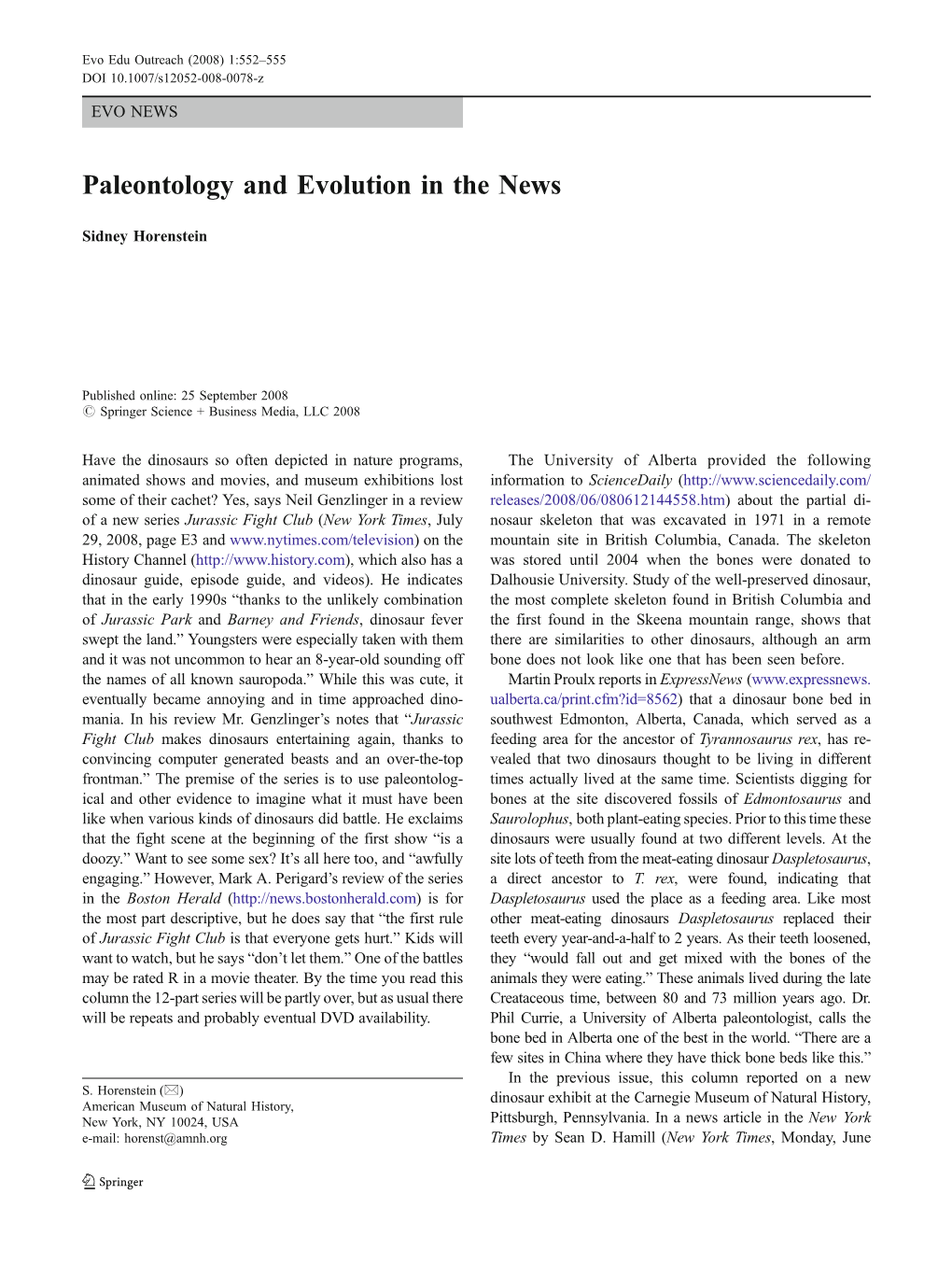 Paleontology and Evolution in the News