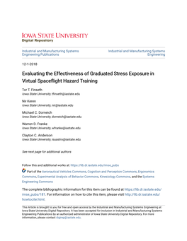 Evaluating the Effectiveness of Graduated Stress Exposure in Virtual Spaceflight Hazard Training