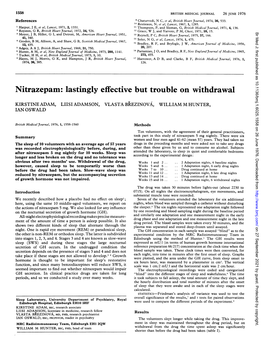 Nitrazepam: Lastingly Effective but Trouble on Withdrawal
