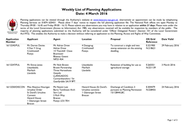 Weekly List of Planning Applications Date: 4 March 2016