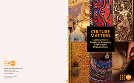 Culture Matters: Lessons from a Legacy of Engaging Faith-Based Organizations