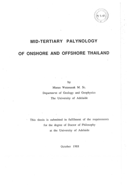 Mid-Tertiary Palynology of Onshore and Offshore Thailand"'Page Iv