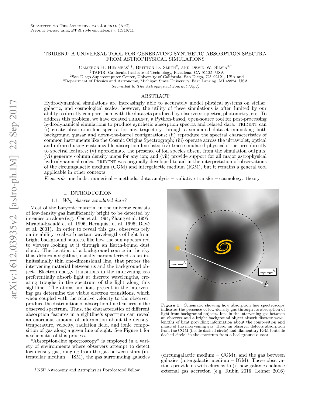 TRIDENT: a UNIVERSAL TOOL for GENERATING SYNTHETIC ABSORPTION SPECTRA from ASTROPHYSICAL SIMULATIONS Cameron B